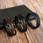 Biker Layered Leather & Bead Bracelet