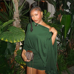 Make An Entrance Cape-Sleeve Mini Dress
