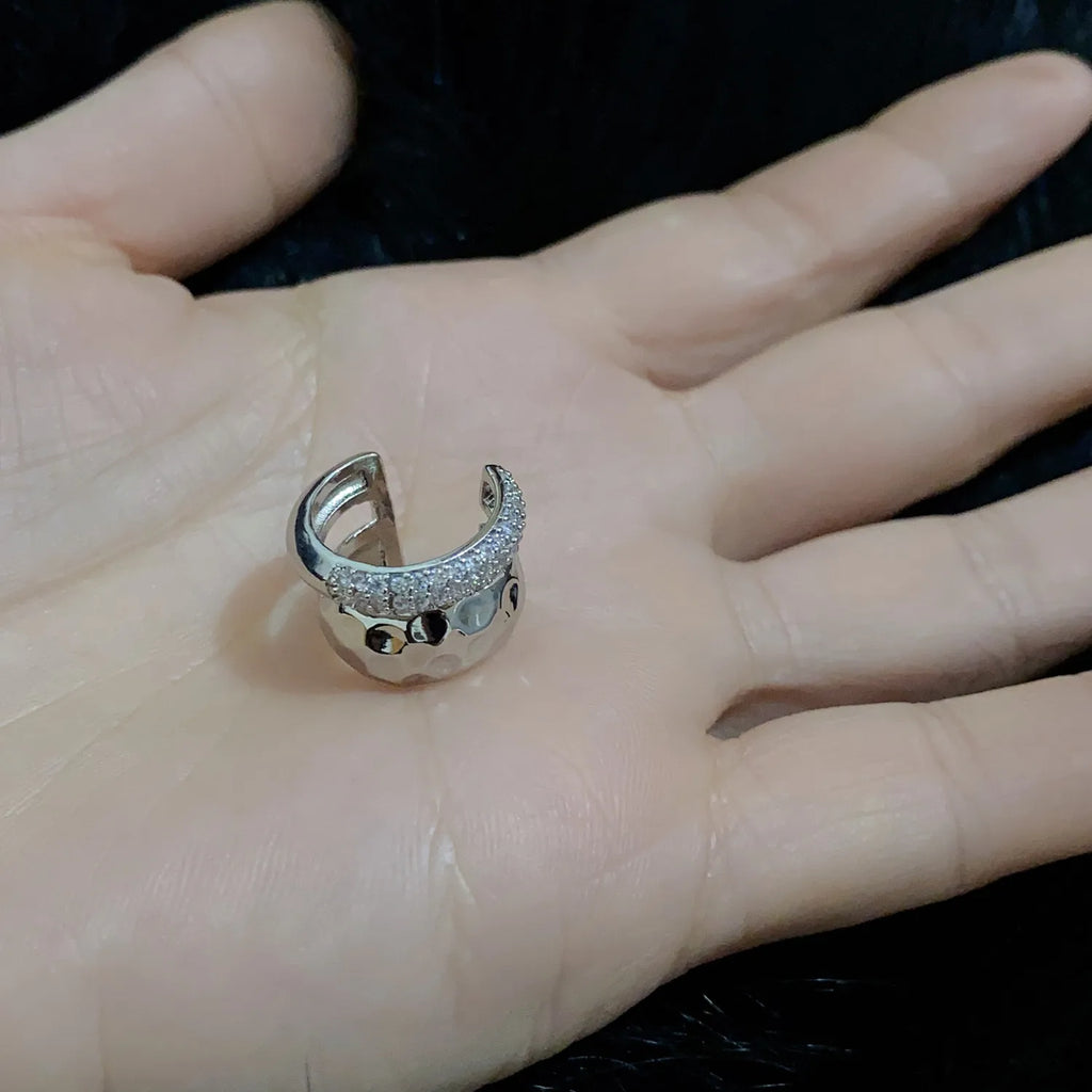 Duet Hammered & Pavé Ear Cuff