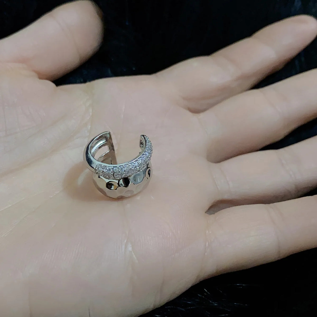 Duet Hammered & Pavé Ear Cuff