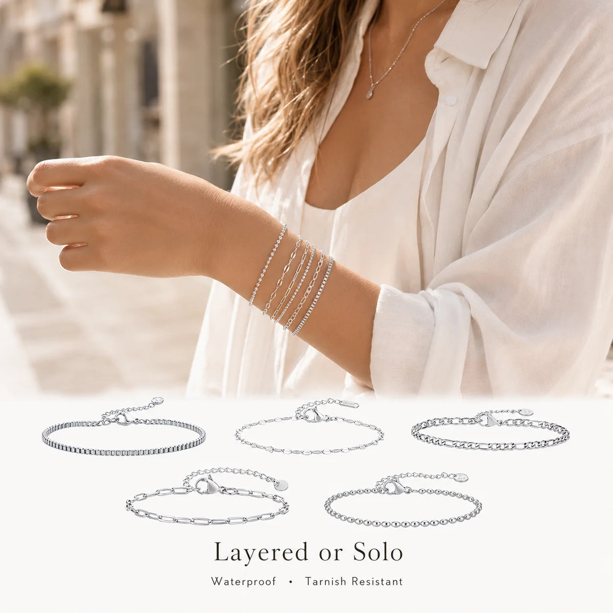 Liquid Silver-Tone Layering Bracelet