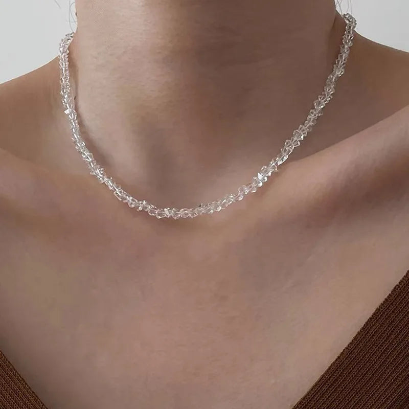 Halo Crystal-Glass Beaded Choker