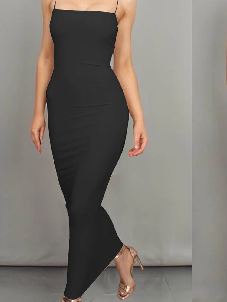 Vestido de tirantes con escote cuadrado A las Seis