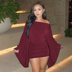 Make An Entrance Cape-Sleeve Mini Dress