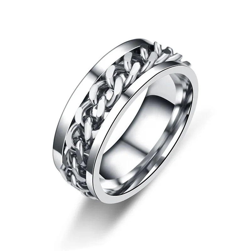 Edge Chain Spinner Ring
