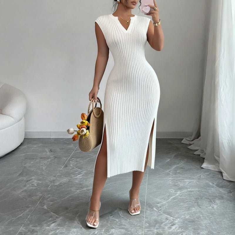 Vestido midi de canalé Mírame Dos Veces