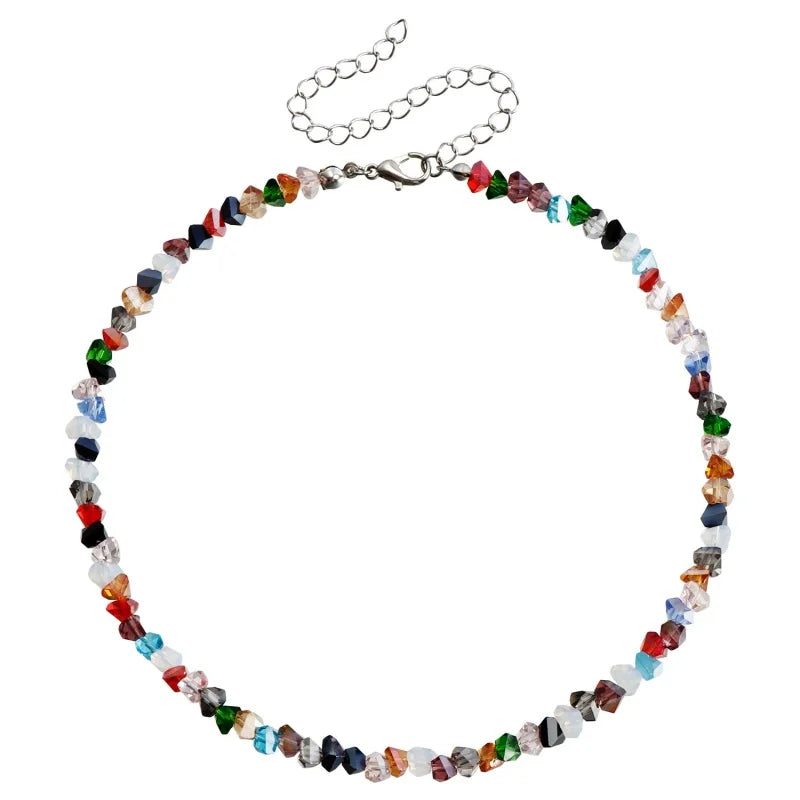 Halo Crystal-Glass Beaded Choker
