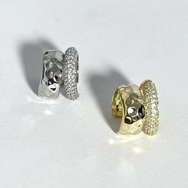 Duet Hammered & Pavé Ear Cuff
