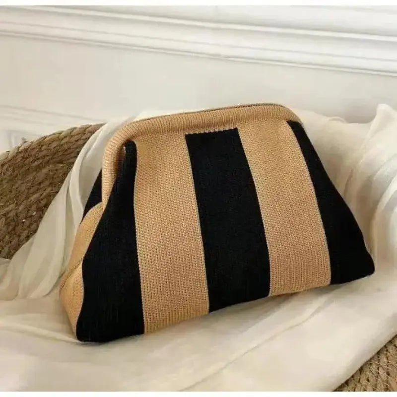 Showtime Striped Frame Clutch