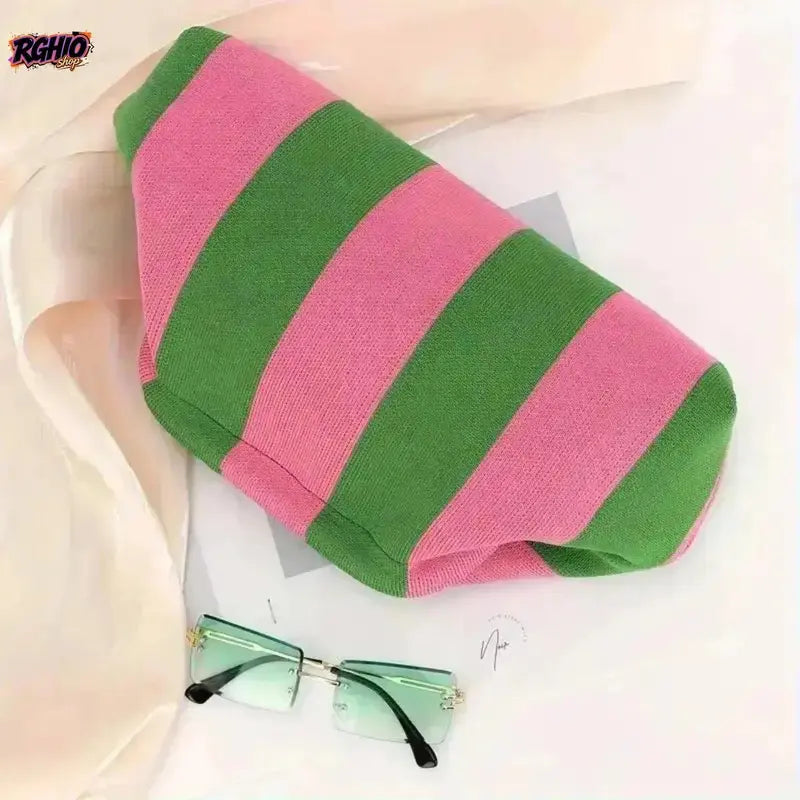 Showtime Striped Frame Clutch