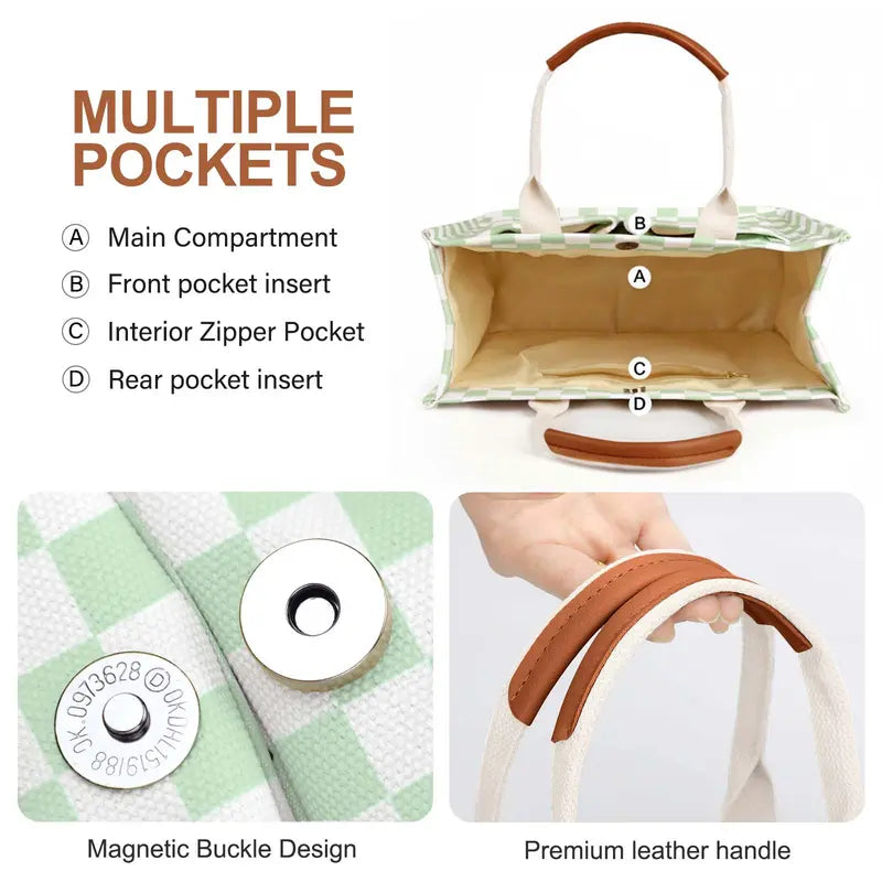 Checkmate Checkered Pocket Tote