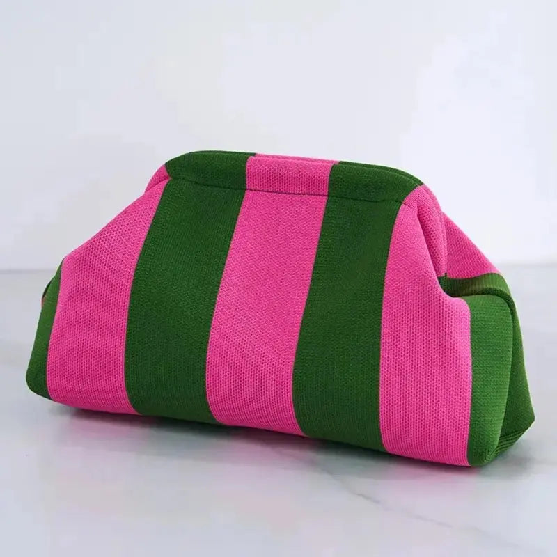 Showtime Striped Frame Clutch