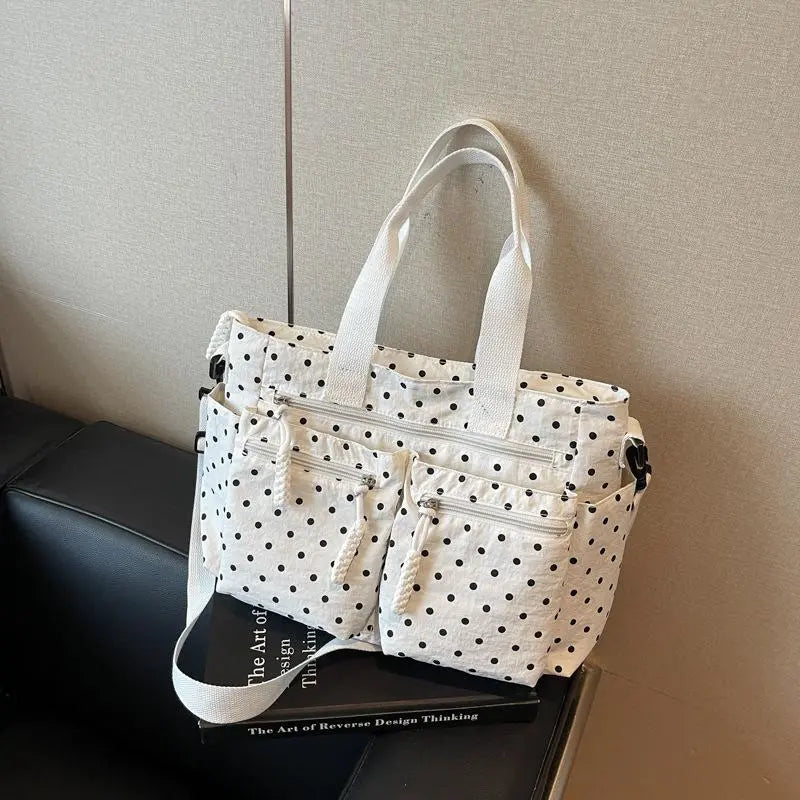 Cheeky Polka-Dot Pocket Tote