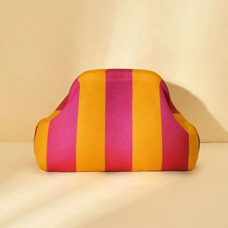 Showtime Striped Frame Clutch