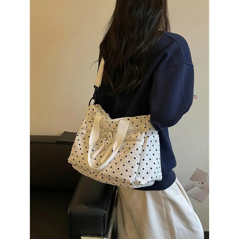 Cheeky Polka-Dot Pocket Tote