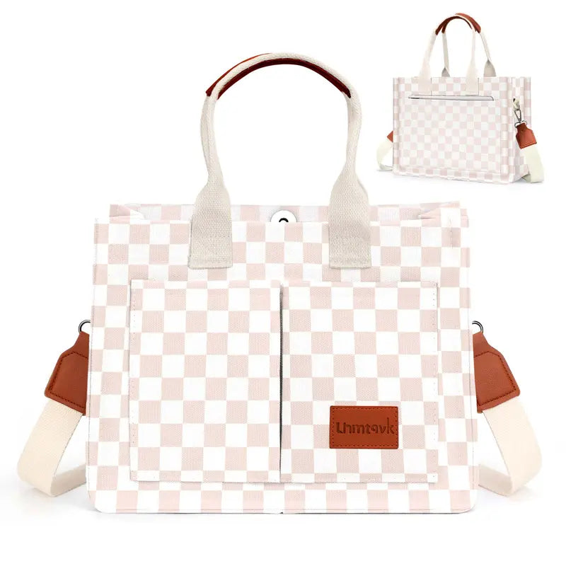 Checkmate Checkered Pocket Tote