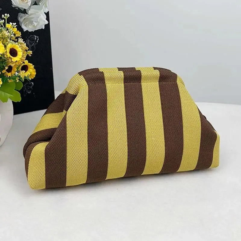 Showtime Striped Frame Clutch