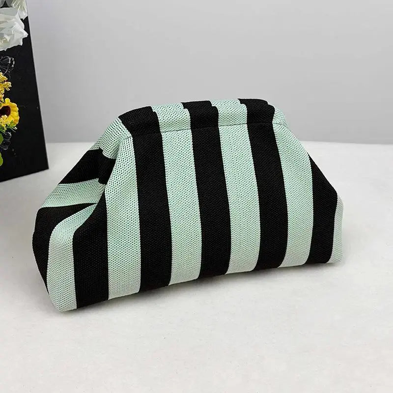 Showtime Striped Frame Clutch