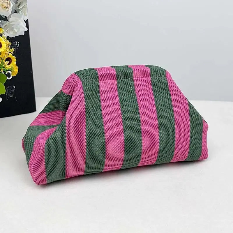 Showtime Striped Frame Clutch