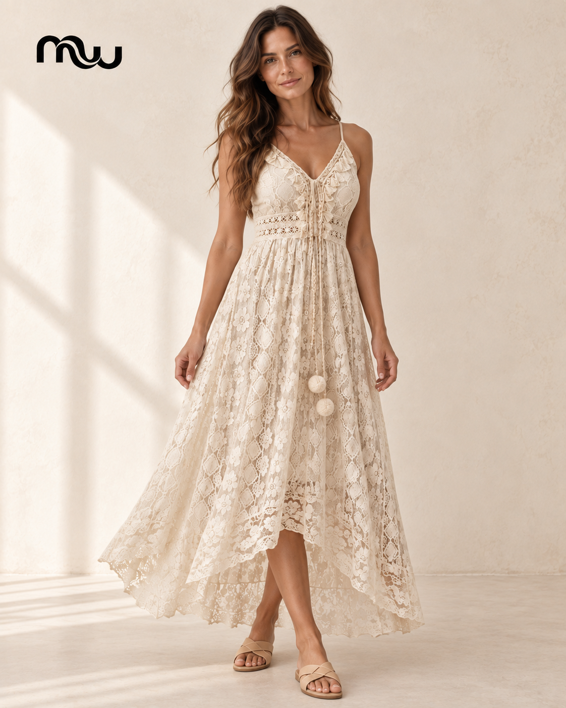 Say Yes Lace Maxi Dress — female model presentation — lifestyle — MW