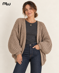 Diva Balloon-Sleeve Cardigan — female model presentation — primary — MW