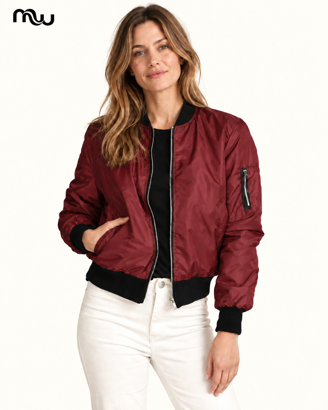 Bomber con cremallera Trotamundos — presentación con modelo — principal — MW