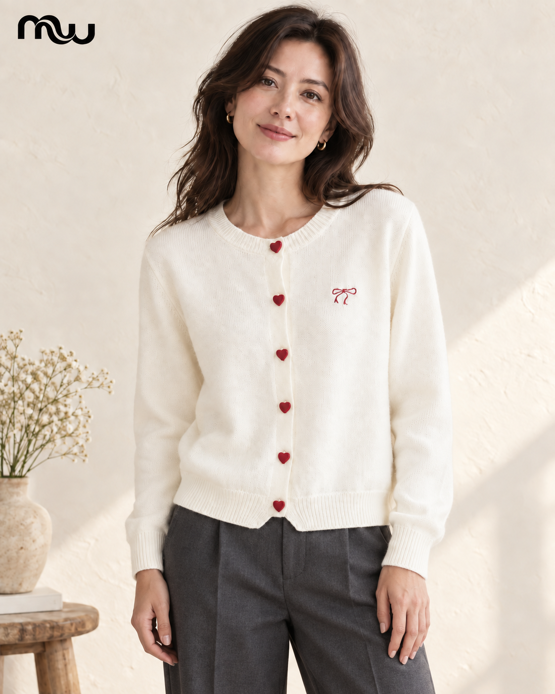 Chaqueta de punto con lazo Cariño — presentación con modelo — principal — MW