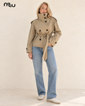 Femme Fatale Belted Short Trench — female model presentation — primary — MW