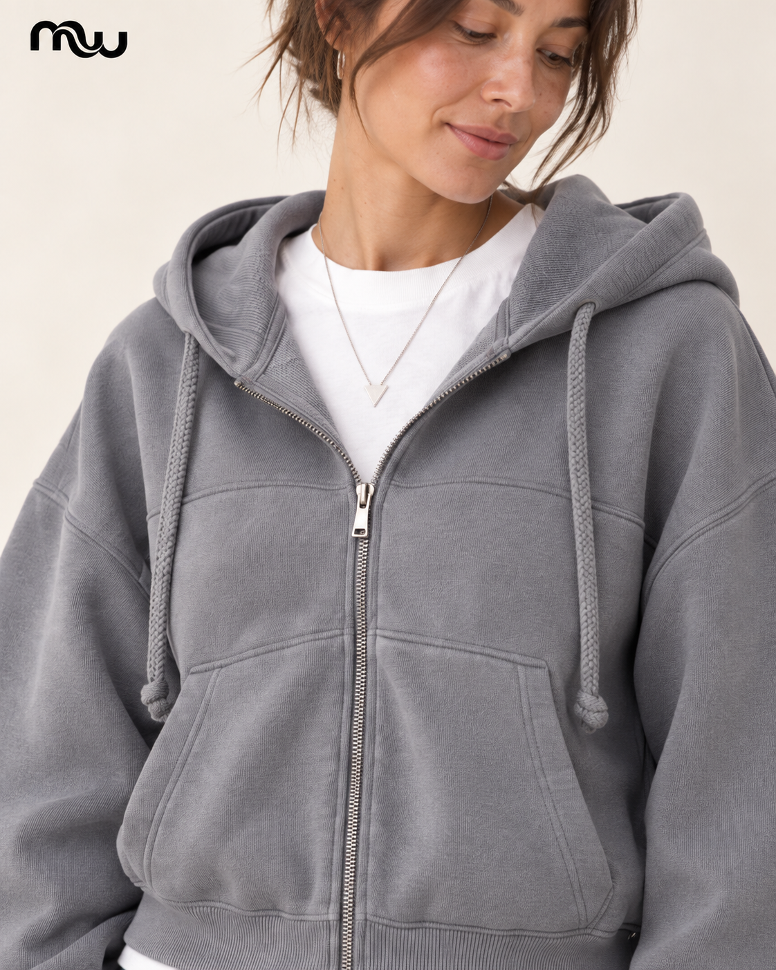 Haze Cropped Zip Hoodie — Moussewear detail image