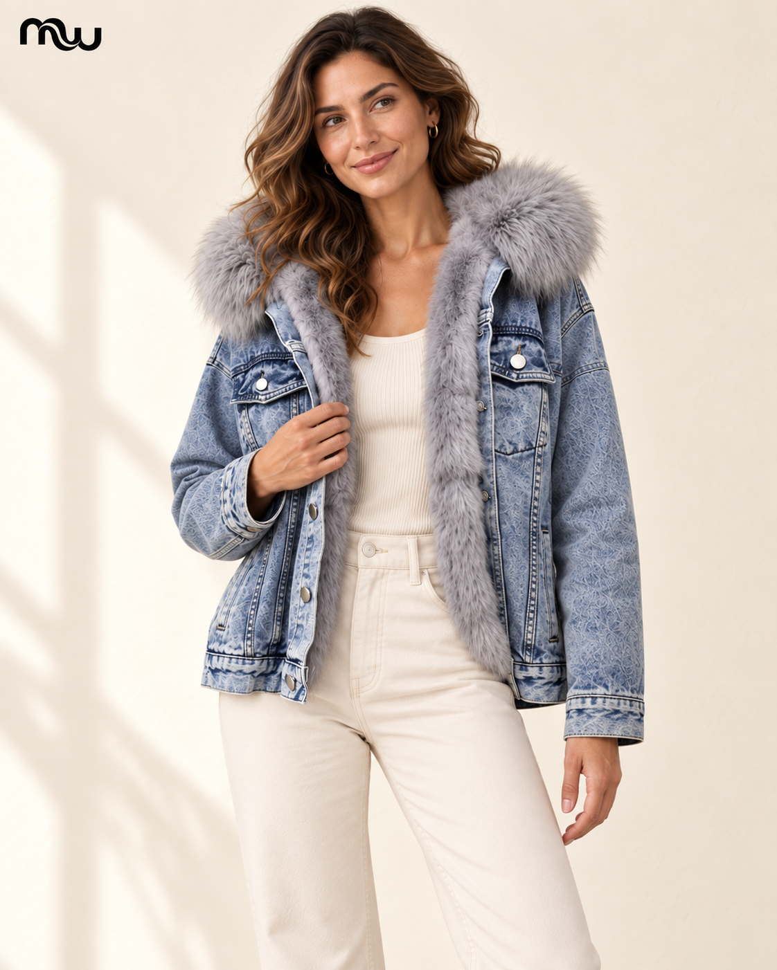 Outlaw Fur-Collar Denim Jacket — Moussewear lifestyle image
