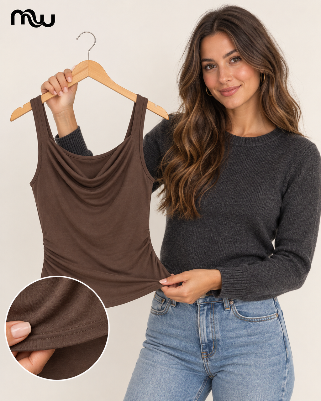 Late Night Cowl-Neck Cami — Moussewear detail image