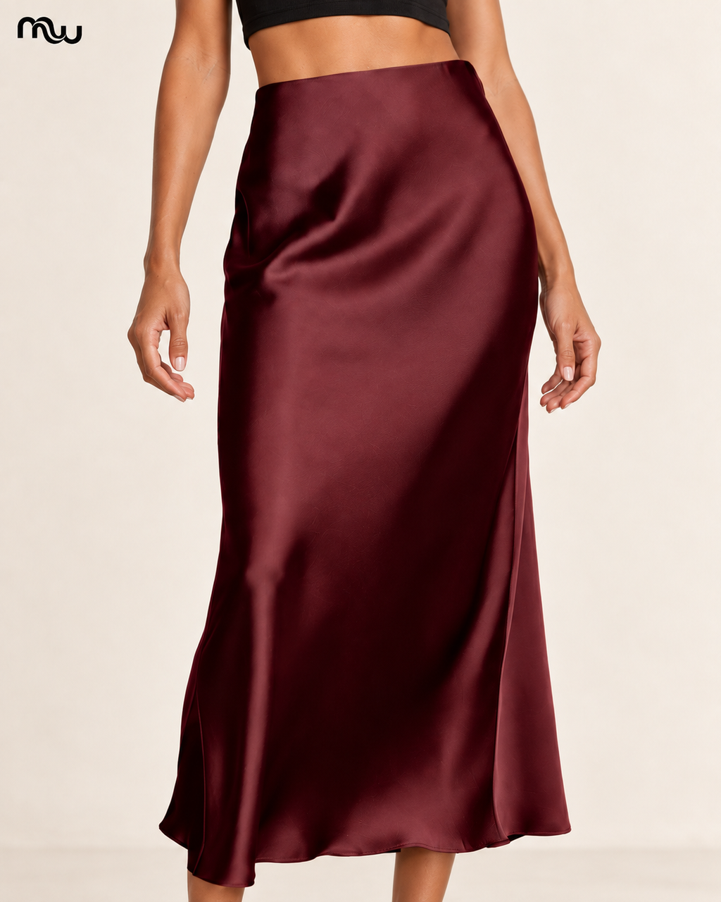 Slow Dance Bias-Cut Satin Skirt — Moussewear detail image