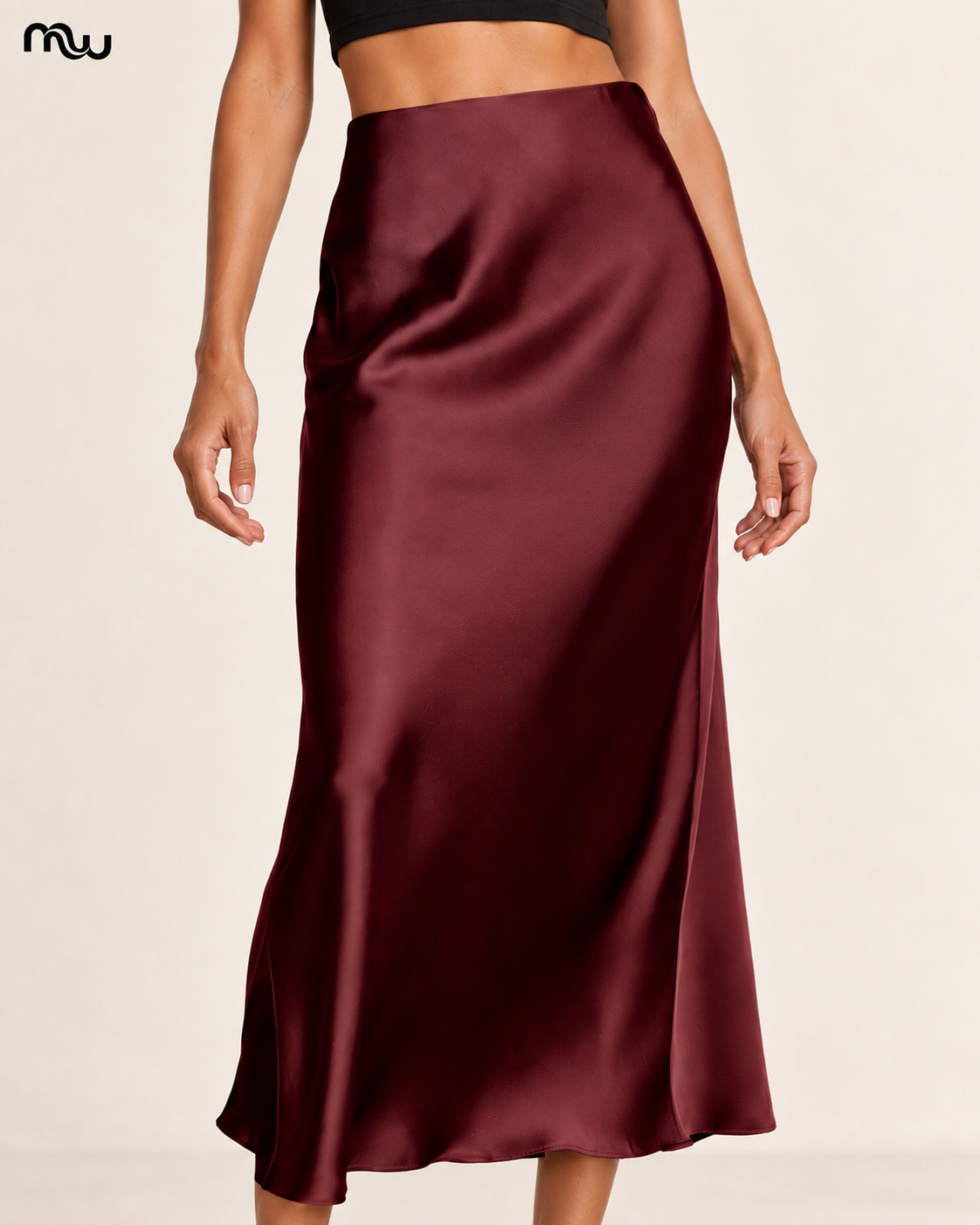 Slow Dance Bias-Cut Satin Skirt — Moussewear detail image