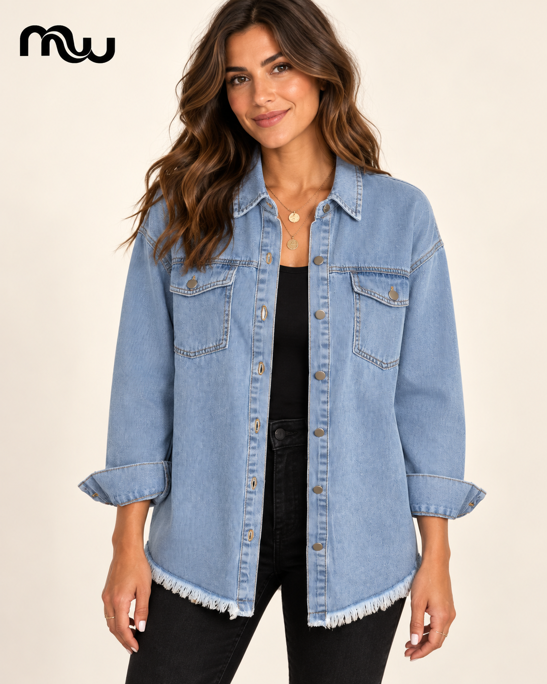 Renegade Raw-Hem Denim Overshirt — Moussewear detail image