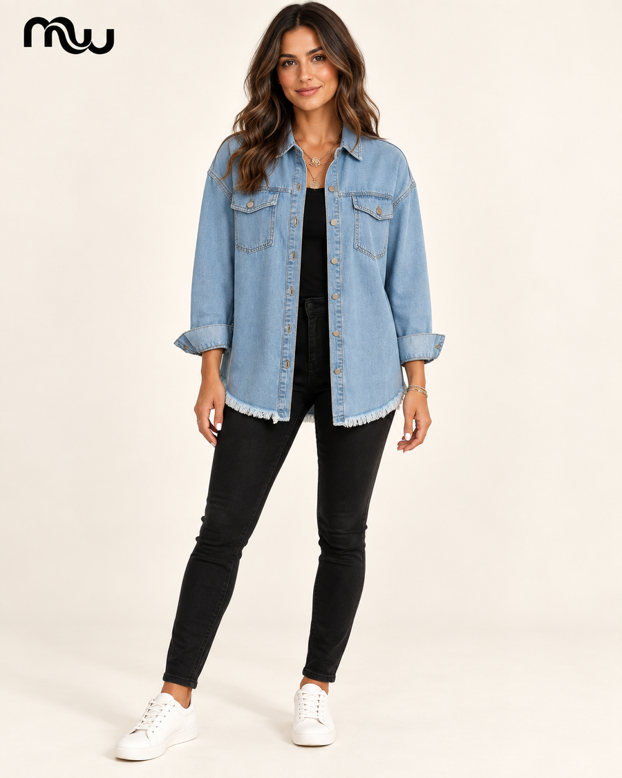 Renegade Raw-Hem Denim Overshirt
