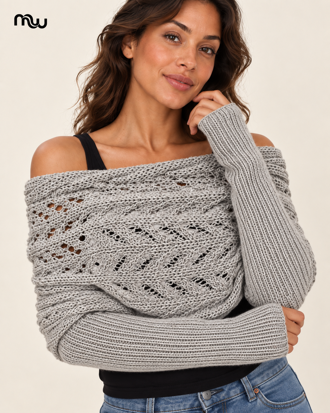 Cocoon Grey Knit Sleeve Scarf — Moussewear detail image