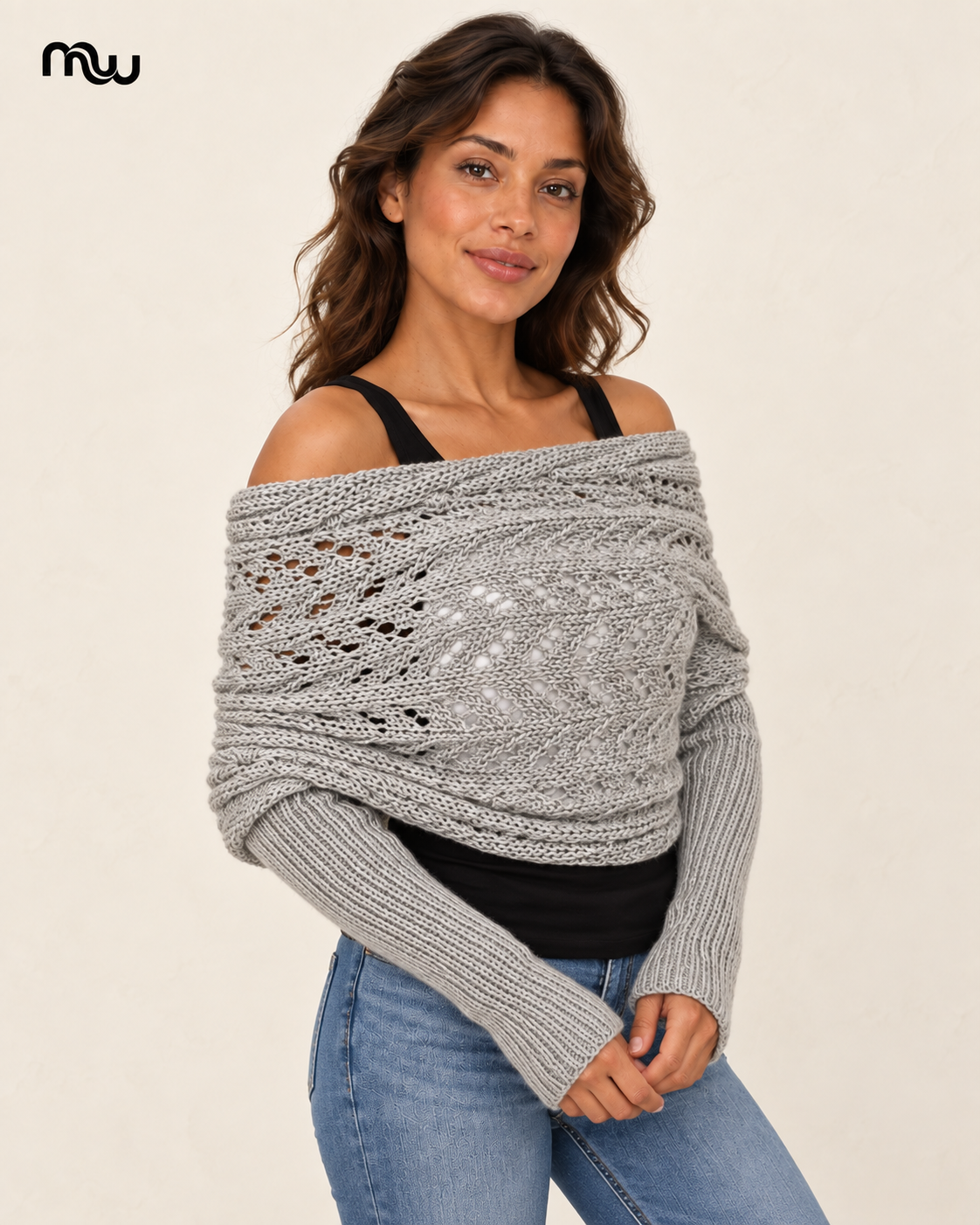 Cocoon Grey Knit Sleeve Scarf — Moussewear lifestyle image