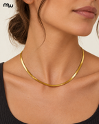 Liquid Gold-Tone Snake-Chain Necklace — Moussewear detail image