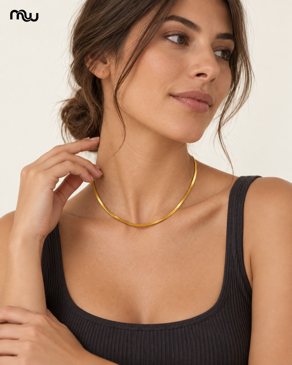Liquid Gold-Tone Snake-Chain Necklace — Moussewear lifestyle image