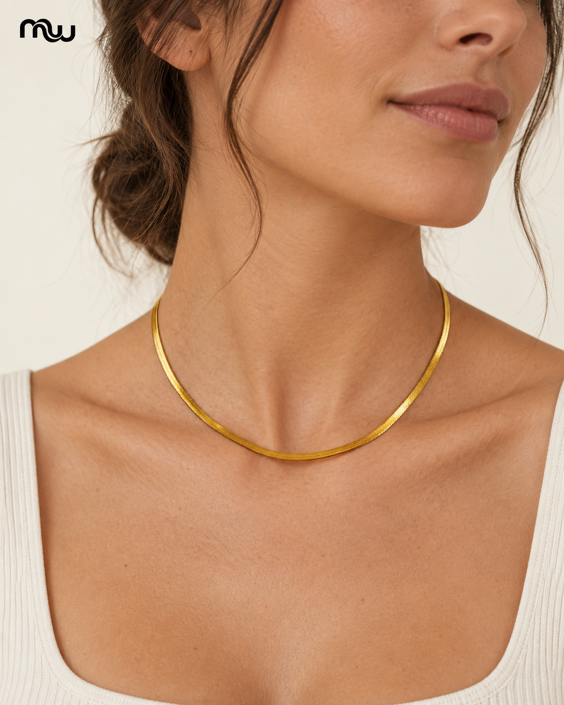 Liquid Gold-Tone Snake-Chain Necklace — Moussewear primary image