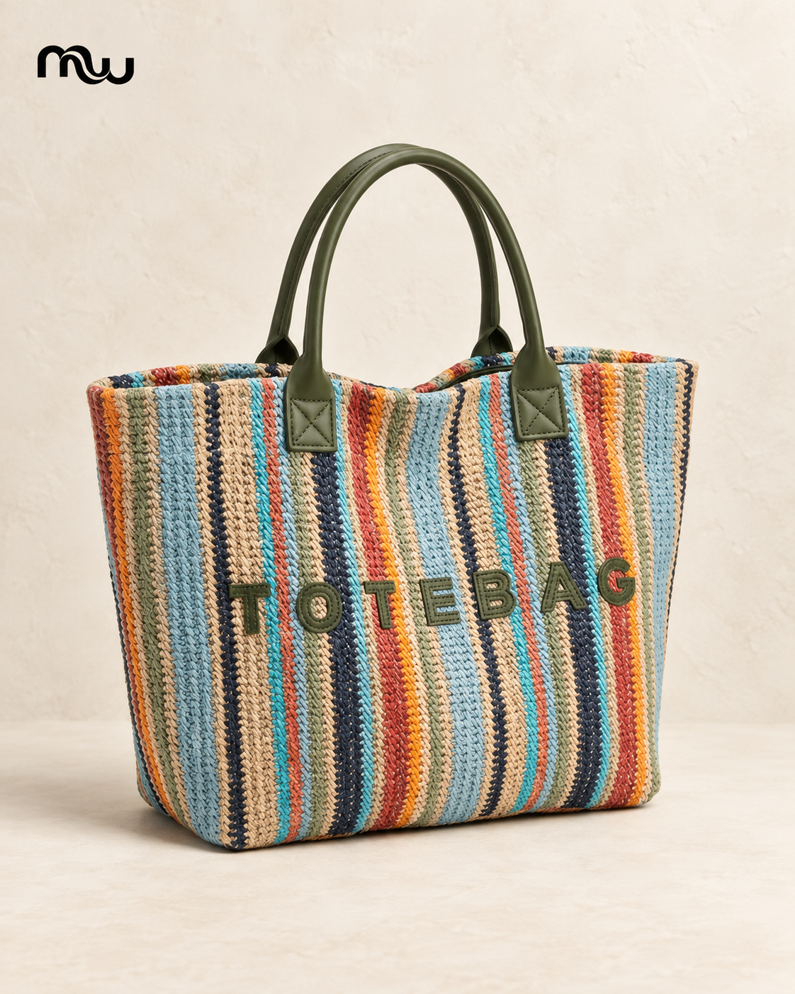 Cabana Striped Woven-Look Tote
